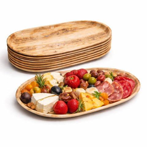 Extra Large Oval Palm Leaf Platters 55cm | Eco-Friendly Serving Trays | Premium Party Platters - Canape King