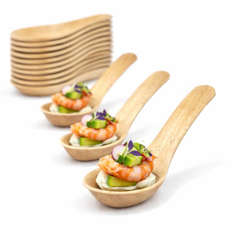 areca palm leaf spoons Palm Leaf Canapé Spoons 14cm | Eco-Friendly Tasting Spoons