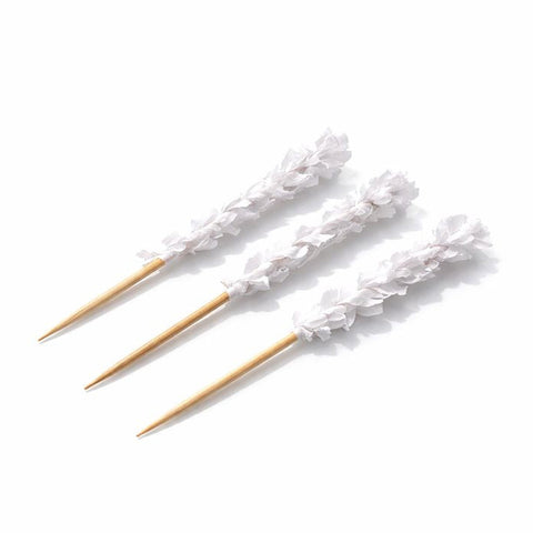 White Frilled Buffet Skewers 10cm | Decorative Party Picks | Professional Food Skewers