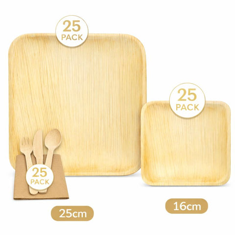 150-Piece Eco Party Bundle | Palm Leaf Plates, Cutlery & Napkins Set | Complete Entertaining Pack