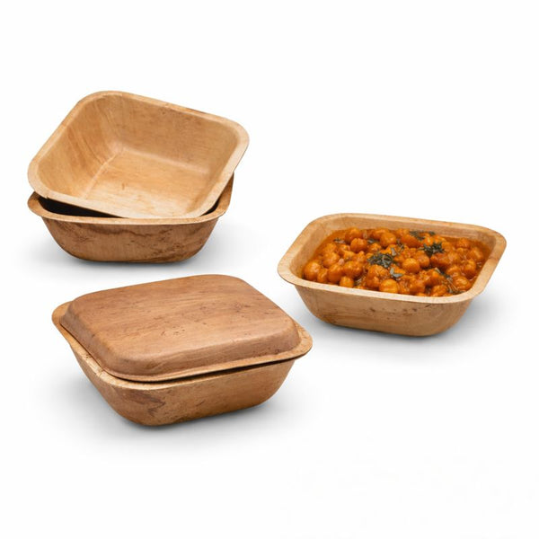 Square Palm Leaf Bowls with Lid | Eco-Friendly Food Containers | Sustainable Packaging - Canape King