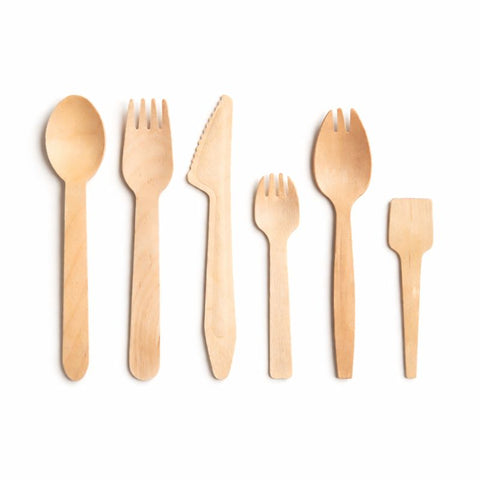 Birchwood Disposable Cutlery Set | 100-Piece Eco-Friendly Wooden Utensils | Premium Quality - Canape King