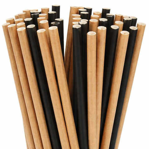 Eco-Friendly Paper Straws 6mm | Black & Brown Drinking Straws | Sustainable Bar Supplies
