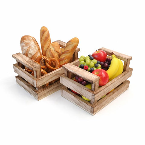 Real Wooden Crate Baskets | Premium Food Presentation | Natural Display Containers