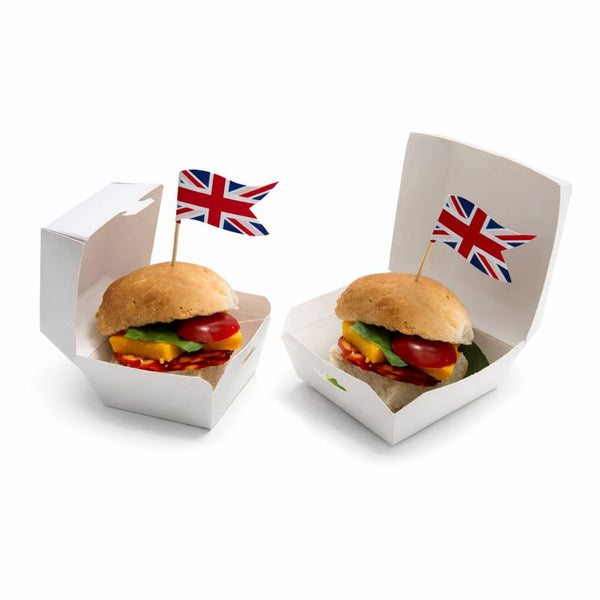 Mini Burger Boxes 7-9cm | White Card Food Containers | Take-Away Slider Boxes - Canape King