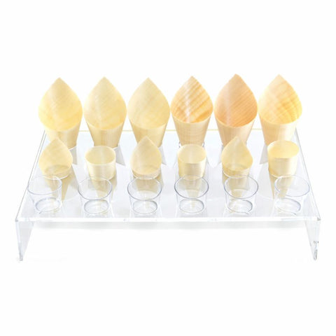 18-Hole Perspex Cone Stand 42x23x8cm | Professional Canapé Display | Luxury Service Tray