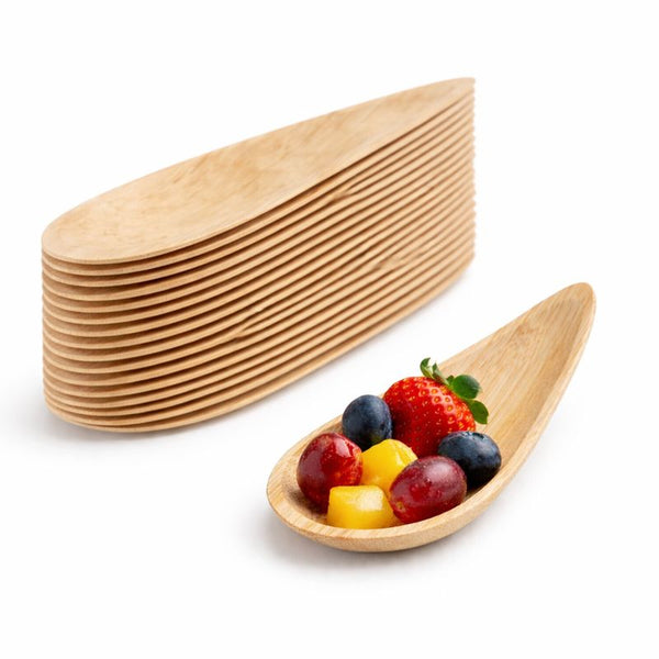 Palm Leaf Teardrop Spoons | Eco-Friendly Tasting Spoons | Elegant Appetizer Serveware - Canape King