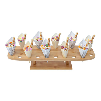 10-Hole Round & 20-Hole Oval Wooden Cone Holder Stand