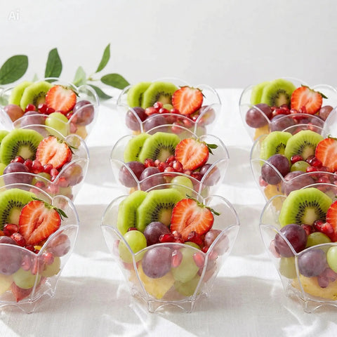 Plastic Clear Reusable Flower Cup 60ml | Elegant Dessert & Appetizer Cups | Durable Party & Catering Serveware - Canape King