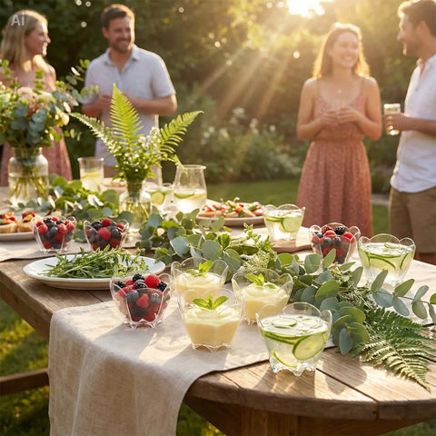 Plastic Clear Reusable Flower Cup 60ml | Elegant Dessert & Appetizer Cups | Durable Party & Catering Serveware - Canape King