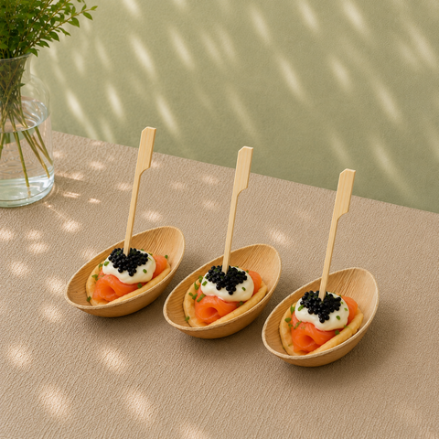 Egg-Shaped Palm Leaf Dishes | Eco-Friendly Mini Bowls | 8cm Appetizer Dishes