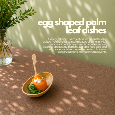 Egg-Shaped Palm Leaf Dishes | Eco-Friendly Mini Bowls | 8cm Appetizer Dishes