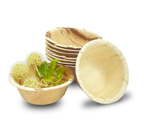 Premium Round Palm Leaf Bowls | Eco-Friendly Disposable Bowls | 8 Sizes