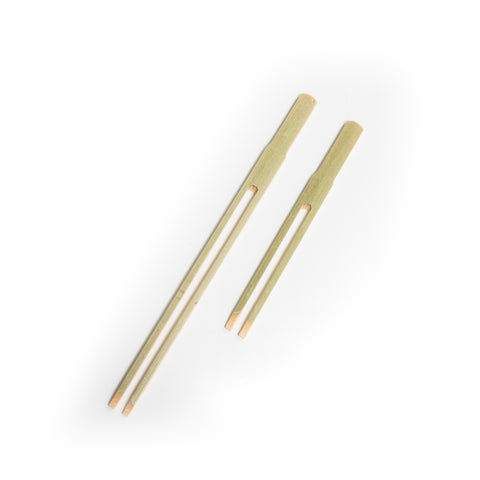 Disposable Eco-Friendly Bamboo Cocktail Food Picks Fruit Long Prongs Forks - Ideal for Appetisers Barbecues Grill (10cm) - Canape King