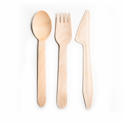 Birchwood Disposable Cutlery Set | 100-Piece Eco-Friendly Wooden Utensils | Premium Quality