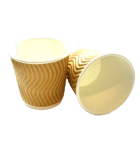 Ripple Kraft Espresso Cup 4oz | Insulated Disposable Coffee Cups | Eco-Friendly Ripple Wall Cups for Hot Drinks