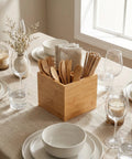 15cm Square Bamboo Cutlery Box | Eco-Friendly Cutlery Holder | Sustainable Service Box - Canape King