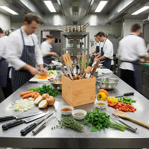 15cm Square Bamboo Cutlery Box | Eco-Friendly Cutlery Holder | Sustainable Service Box - Canape King