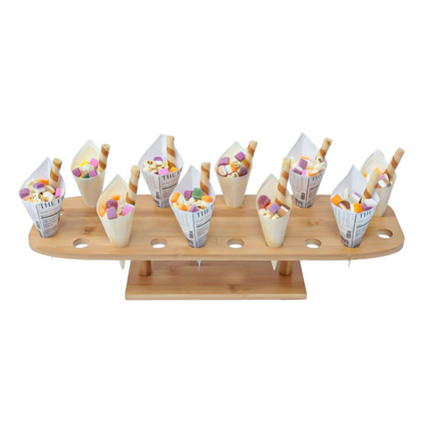 20-Wooden Cone Stand | Round Food Display Stand | Professional Serving Holder