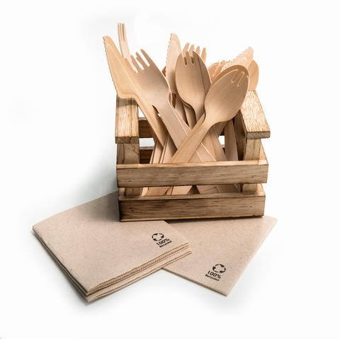 Birchwood Disposable Cutlery Set | 100-Piece Eco-Friendly Wooden Utensils | Premium Quality