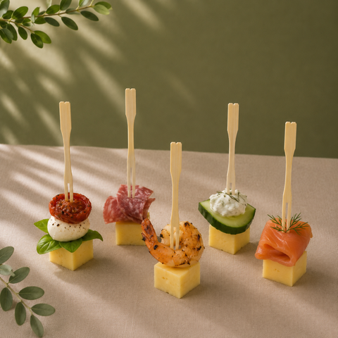 Bamboo Buffet Forks 9cm | Eco-Friendly Mini Forks | Sustainable Catering Utensils