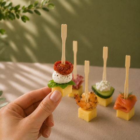 Bamboo Buffet Forks 9cm | Eco-Friendly Mini Forks | Sustainable Catering Utensils