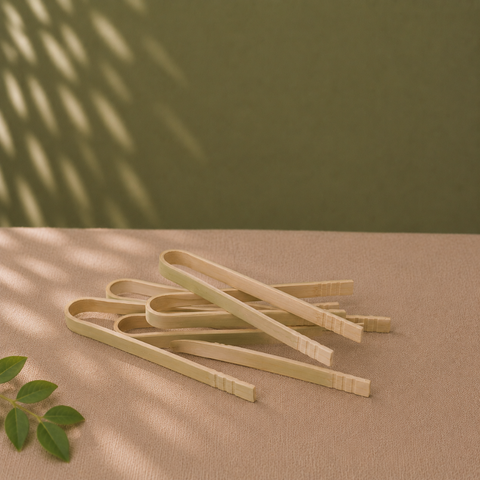 Natural Bamboo Tongs | Eco-Friendly Serving Tongs 9/16cm | Sustainable Food Service Tools