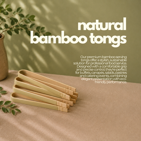 Natural Bamboo Tongs | Eco-Friendly Serving Tongs 9/16cm | Sustainable Food Service Tools