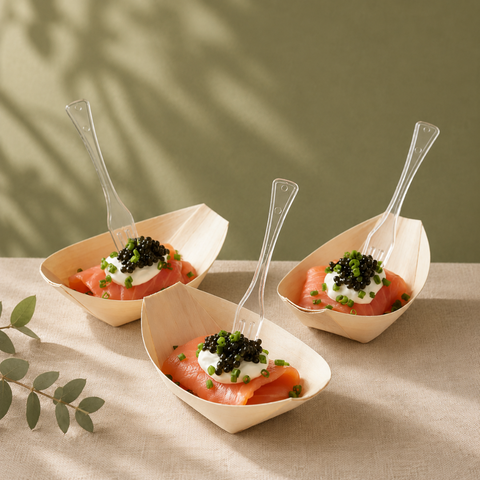 Wooden Serving Boats 7 Sizes | Eco-Friendly Food Boats | Natural Bamboo Bowls