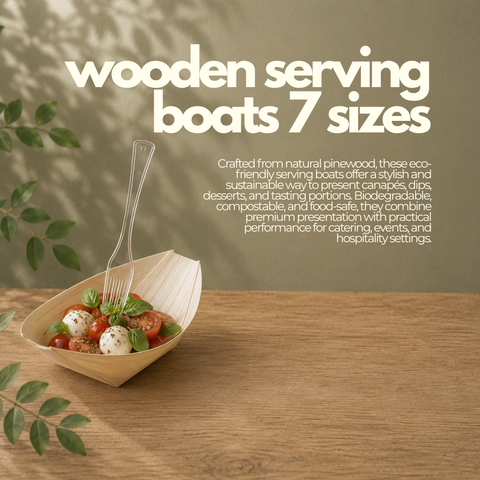 Wooden Serving Boats 7 Sizes | Eco-Friendly Food Boats | Natural Bamboo Bowls