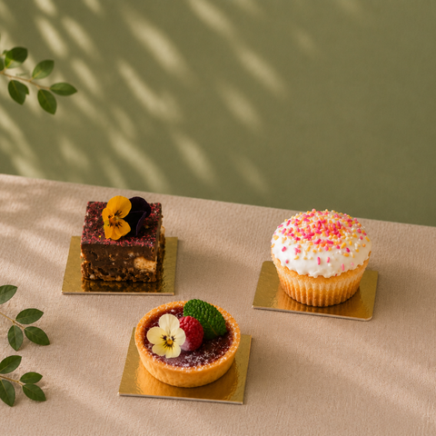 Premium Mini Cake Boards | Double-Sided Silver, Gold & White | Strong Food-Grade Display Boards - Canape King