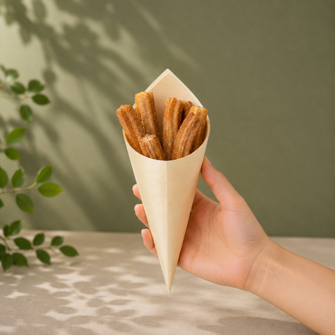 Eco-Friendly Natural Pinewood Serving Cones | 4 Sizes | Food Presentation