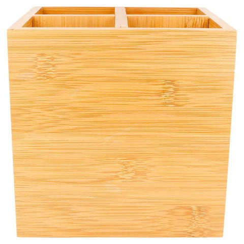 Bamboo Cutlery Box 15cm | Square Wooden Cutlery Holder