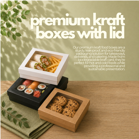Premium Brown Kraft Boxes with Lid | Eco-Friendly Food Containers | Sustainable Takeaway Boxes