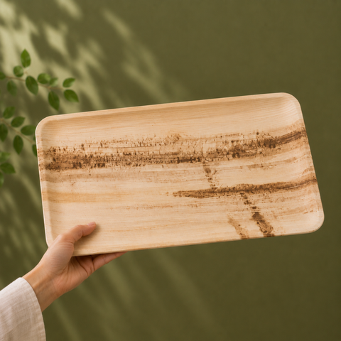 Large Rectangle Palm Leaf Platters | Premium Eco-Friendly Serving Trays - Canape King