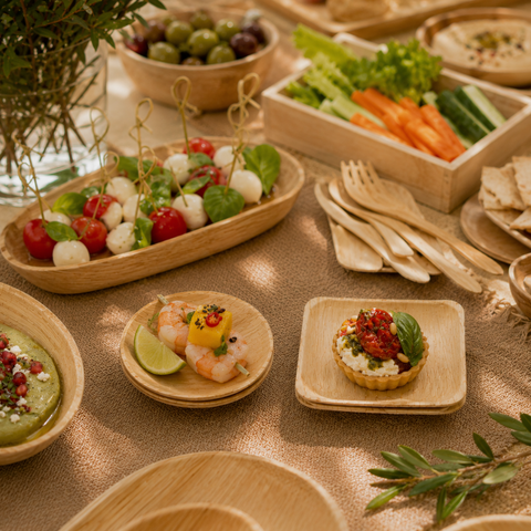 Mini Palm Leaf Dishes | Square & Round Eco-Friendly Bowls | Perfect for Dips & Appetizers - Canape King