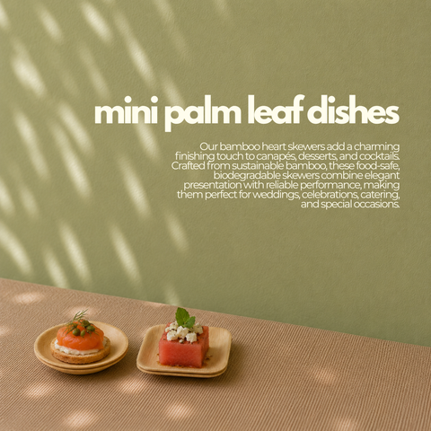 Mini Palm Leaf Dishes | Square & Round Eco-Friendly Bowls | Perfect for Dips & Appetizers - Canape King