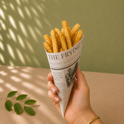 Eco-Friendly Newspaper Printed Paper Cones | Food Service Presentation | 3 Sizes - Canape King