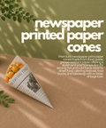 Eco-Friendly Newspaper Printed Paper Cones | Food Service Presentation | 3 Sizes - Canape King