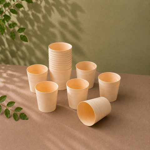Pinewood Serving Cups | Eco-Friendly Food Cups | Natural Party Serveware | 4 Sizes