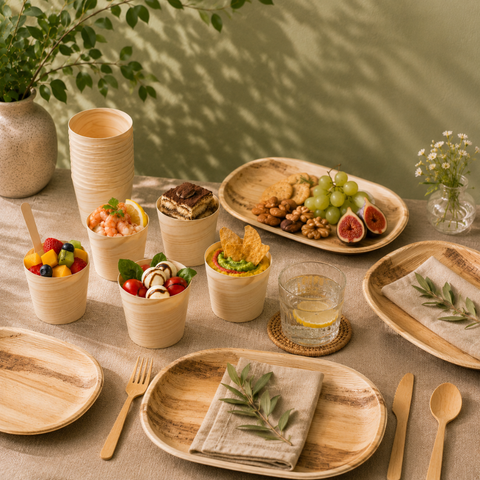Pinewood Serving Cups | Eco-Friendly Food Cups | Natural Party Serveware | 4 Sizes