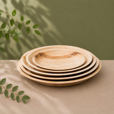 Round Palm Leaf Plates 15-30cm | Premium Eco-Friendly Disposable Plates | 6 Sizes