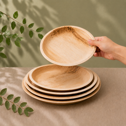 Round Palm Leaf Plates 15-30cm | Premium Eco-Friendly Disposable Plates | 6 Sizes