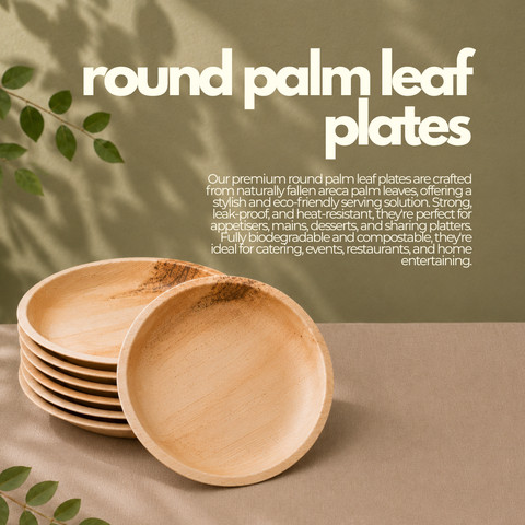 Round Palm Leaf Plates 15-30cm | Premium Eco-Friendly Disposable Plates | 6 Sizes