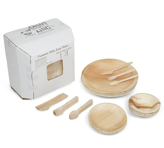 Disposable Palm Leaf Plates & Cutlery Party Set