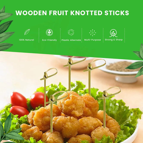 Musubi Bamboo Knot Skewers | Cocktail Sticks with Looped Knot Mini Toothpicks - Canape King