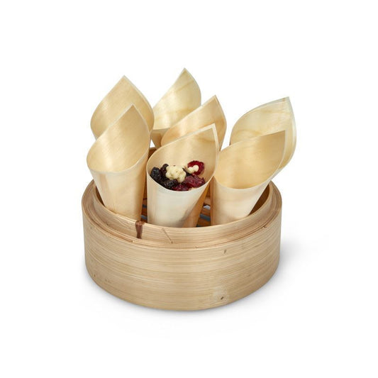 Natural Mini Bamboo Steamer Basket Cone Holder