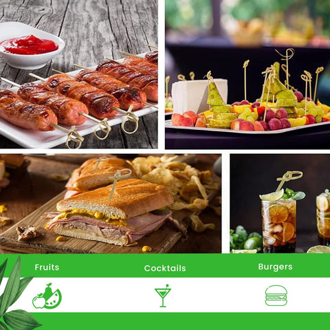 Musubi Bamboo Knot Skewers | Cocktail Sticks with Looped Knot Mini Toothpicks - Canape King