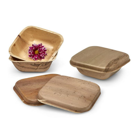 Square Palm Leaf Bowls with Lid