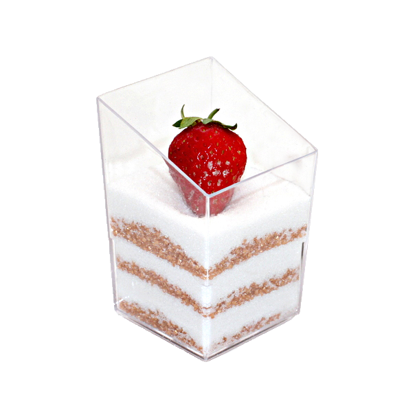 Plastic Cuboid Square Cup 90ml | Clear Dessert & Appetizer Cups | Durable Reusable Party & Catering Serveware - Canape King